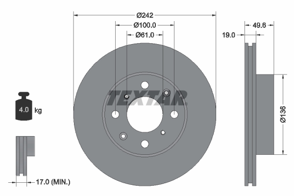 Remschijven Textar 92046200