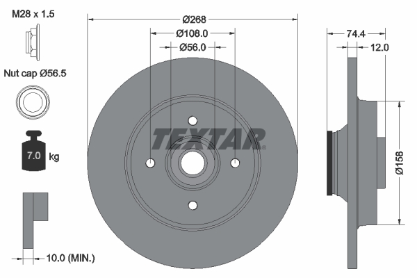 Remschijven Textar 92168703