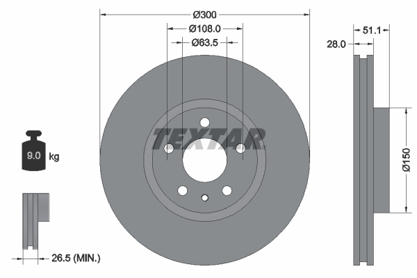 Remschijven Textar 92268605