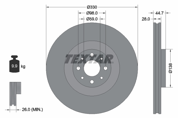 Remschijven Textar 92272403