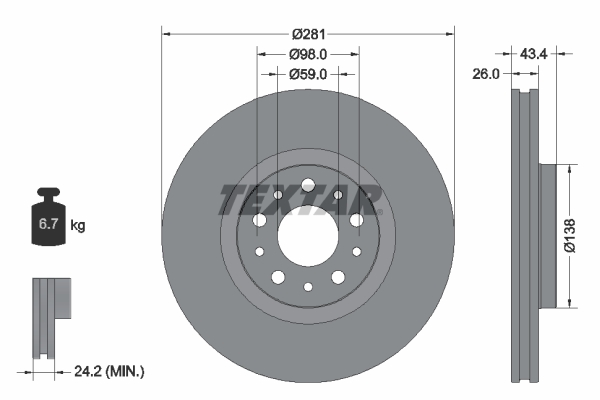 Remschijven Textar 92304803