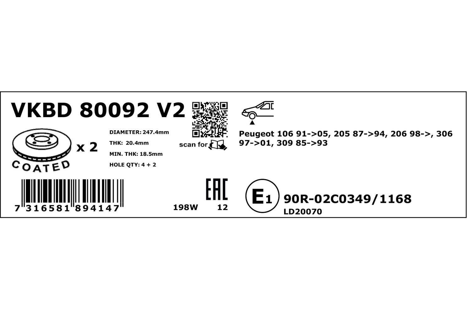 SKF Remschijven VKBD 80092 V2