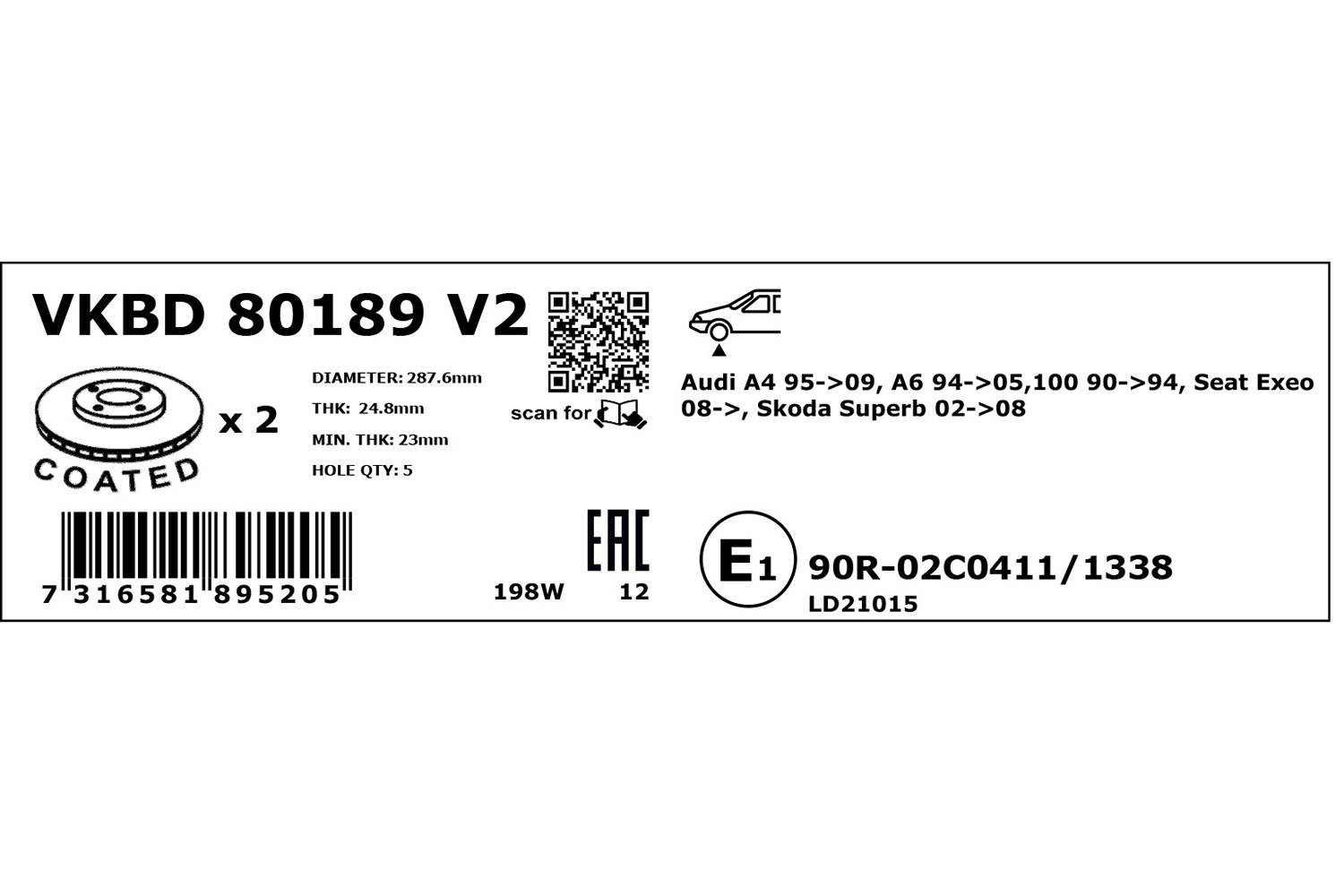 SKF Remschijven VKBD 80189 V2
