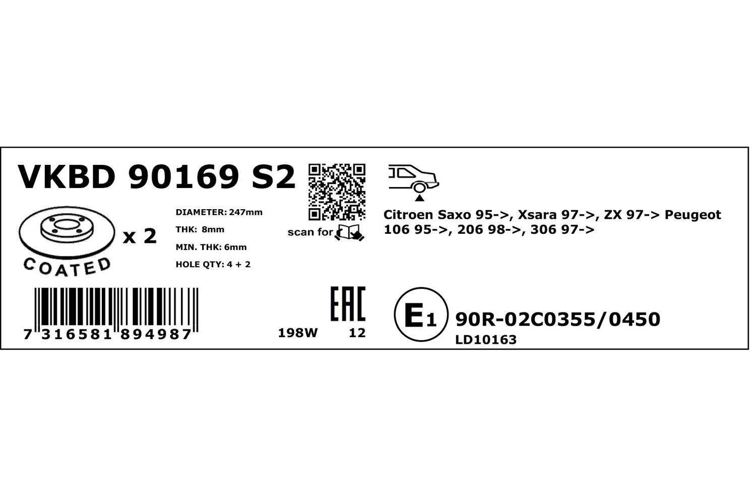 SKF Remschijven VKBD 90169 S2