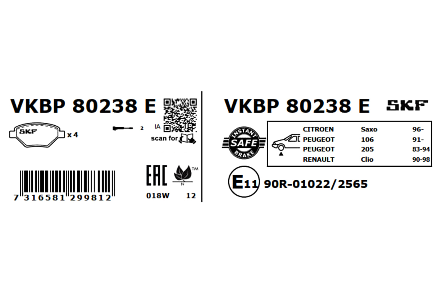 SKF Remblokset VKBP 80238 E