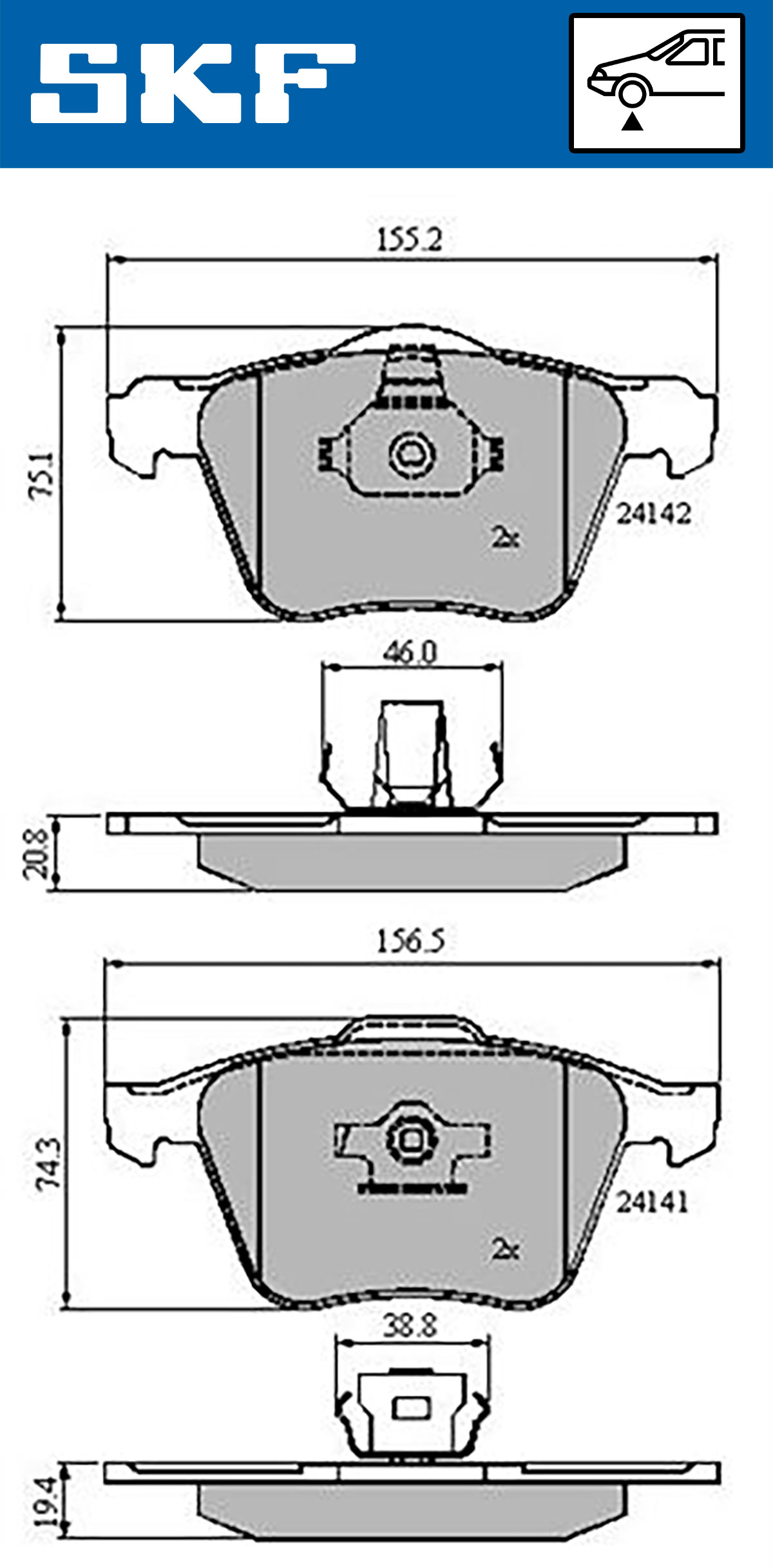 Remblokset SKF VKBP 80455