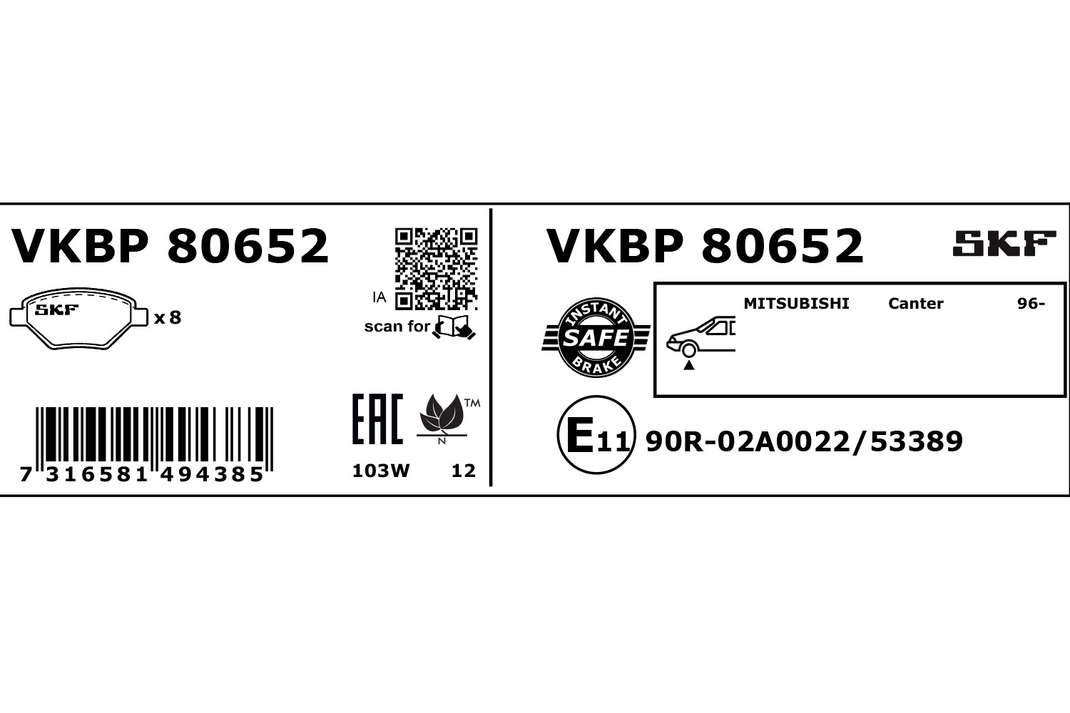 SKF Remblokset VKBP 80652