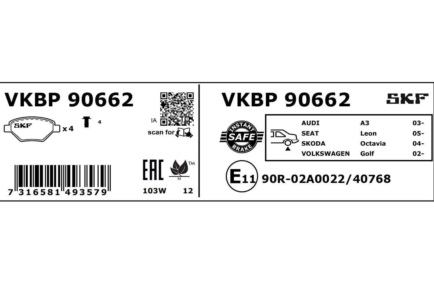 SKF Remblokset VKBP 90662
