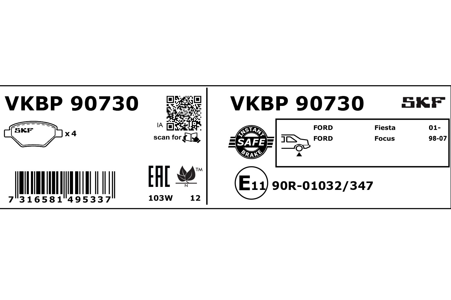SKF Remblokset VKBP 90730
