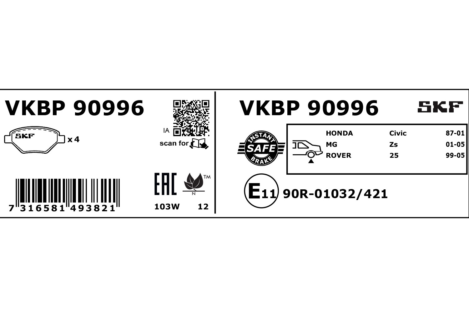 SKF Remblokset VKBP 90996