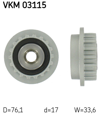 Vrijloop koppeling dynamo SKF VKM 03115