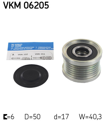 Vrijloop koppeling dynamo SKF VKM 06205