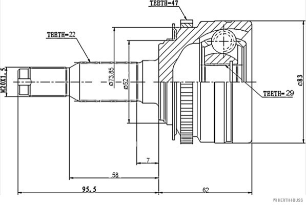 Herth+Buss Jakoparts Homokineet reparatieset J2820901