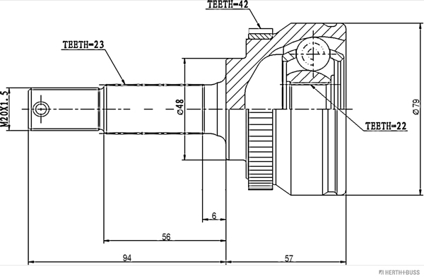 Herth+Buss Jakoparts Homokineet reparatieset J2821131