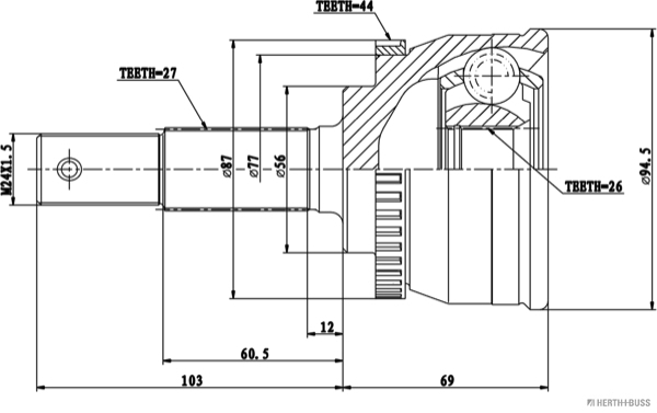 Herth+Buss Jakoparts Homokineet reparatieset J2821149