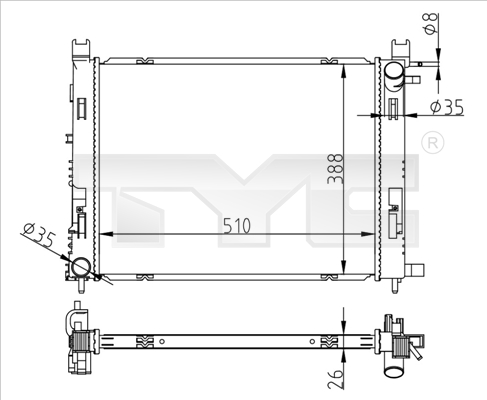 Radiateur TYC 728-0062