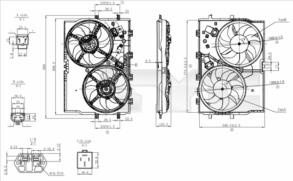 Ventilatorwiel-motorkoeling TYC 809-0039