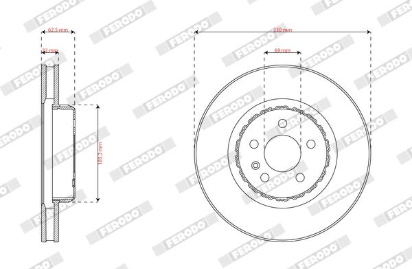 Remschijf Ferodo DDF2807VC-1