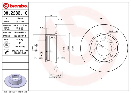 Remschijven Brembo 08.2286.10