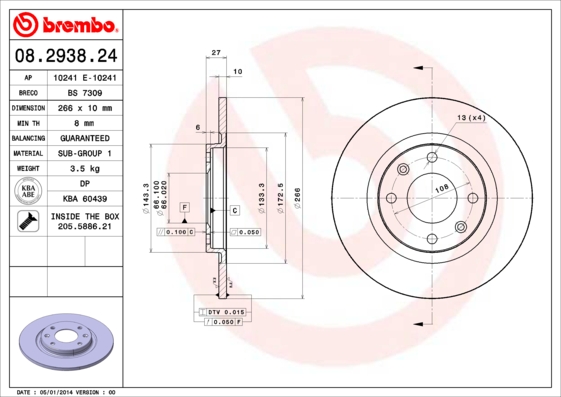 Remschijven Brembo 08.2938.24