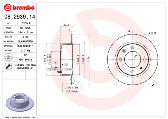 Remschijven Brembo 08.2939.14