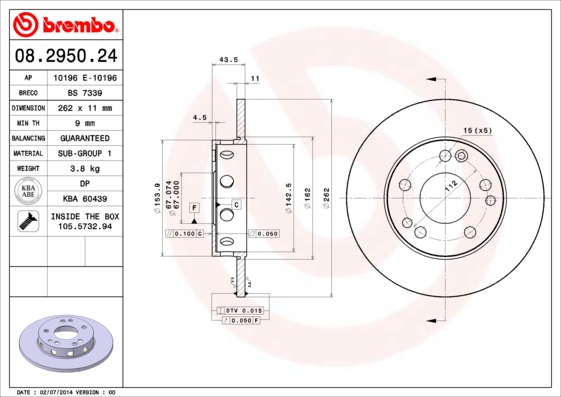 Remschijven Brembo 08.2950.24