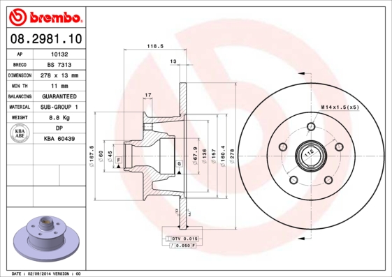 Remschijven Brembo 08.2981.10