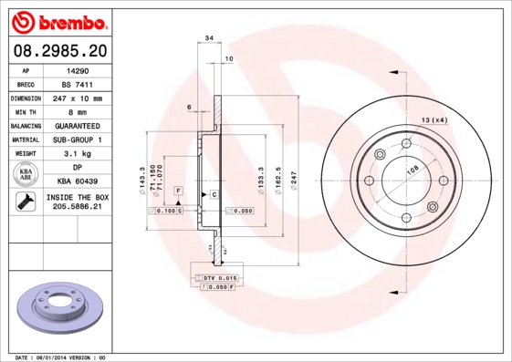 Remschijven Brembo 08.2985.20