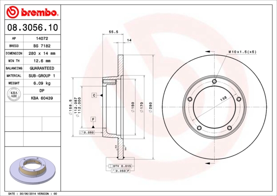 Remschijven Brembo 08.3056.10