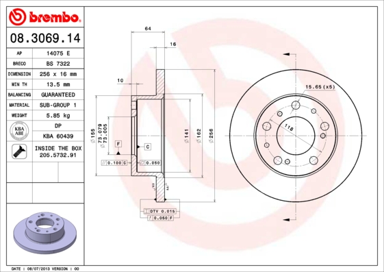 Remschijven Brembo 08.3069.14