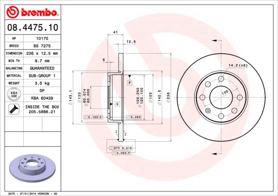 Remschijven Brembo 08.4475.10