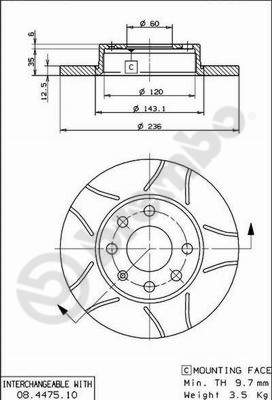 Remschijven Brembo 08.4475.75