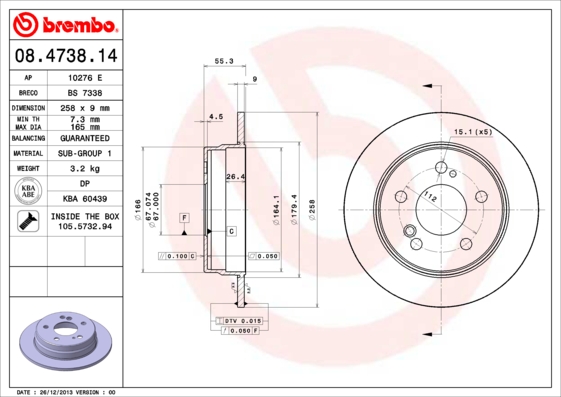 Remschijven Brembo 08.4738.14