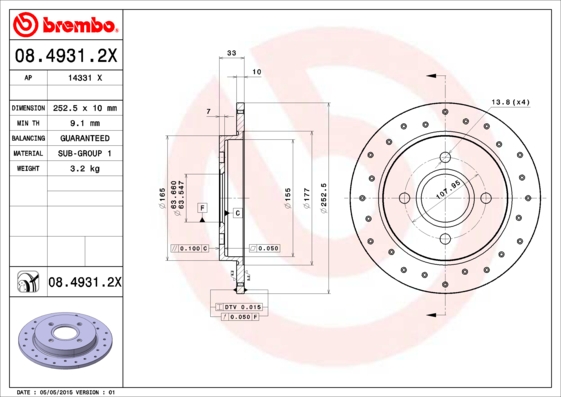 Remschijven Brembo 08.4931.2X