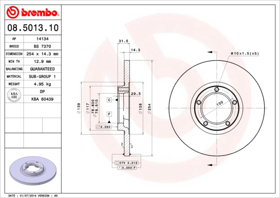 Remschijven Brembo 08.5013.10