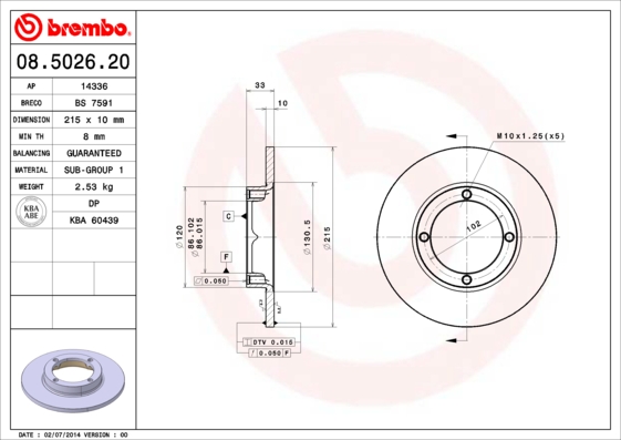 Remschijven Brembo 08.5026.20