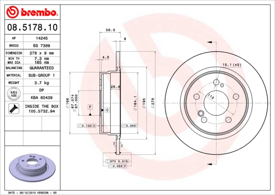 Remschijven Brembo 08.5178.10