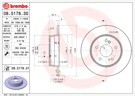 Remschijven Brembo 08.5178.31