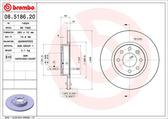 Remschijven Brembo 08.5186.20