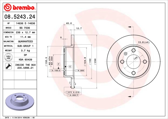 Remschijven Brembo 08.5243.24