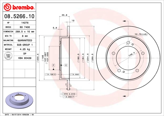 Remschijven Brembo 08.5266.10