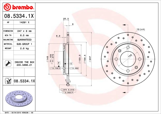 Remschijven Brembo 08.5334.1X