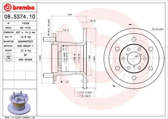 Remschijven Brembo 08.5374.10