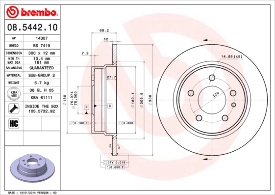 Remschijven Brembo 08.5442.10
