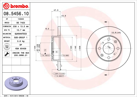 Remschijven Brembo 08.5456.10