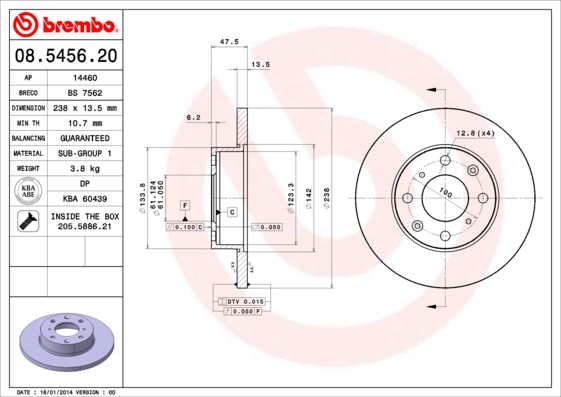 Remschijven Brembo 08.5456.20