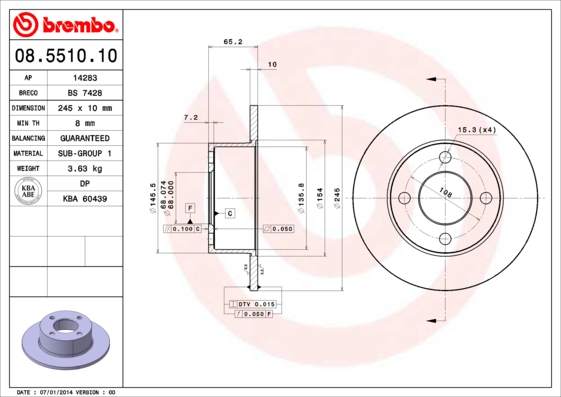 Remschijven Brembo 08.5510.10