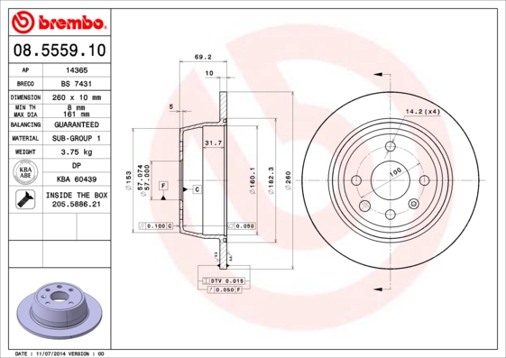 Remschijven Brembo 08.5559.10