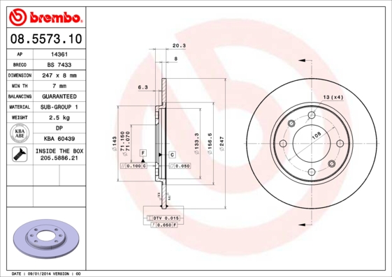 Remschijven Brembo 08.5573.10