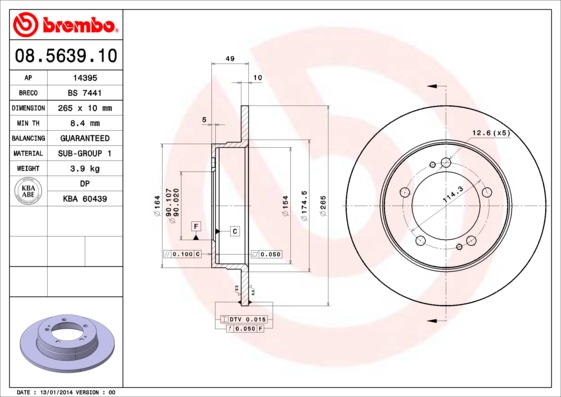 Remschijven Brembo 08.5639.10